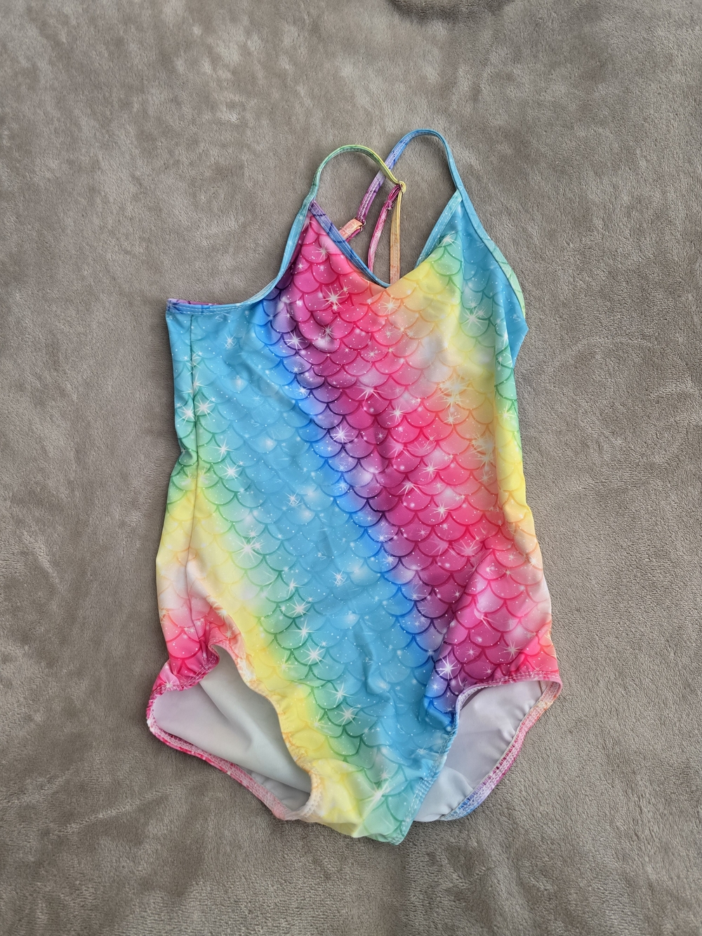 Girls Rainbow Mermaid Scale One-Piece Swimsuit